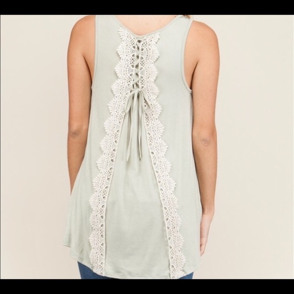Loose fit lace up sage tank - Picture 3 of 3